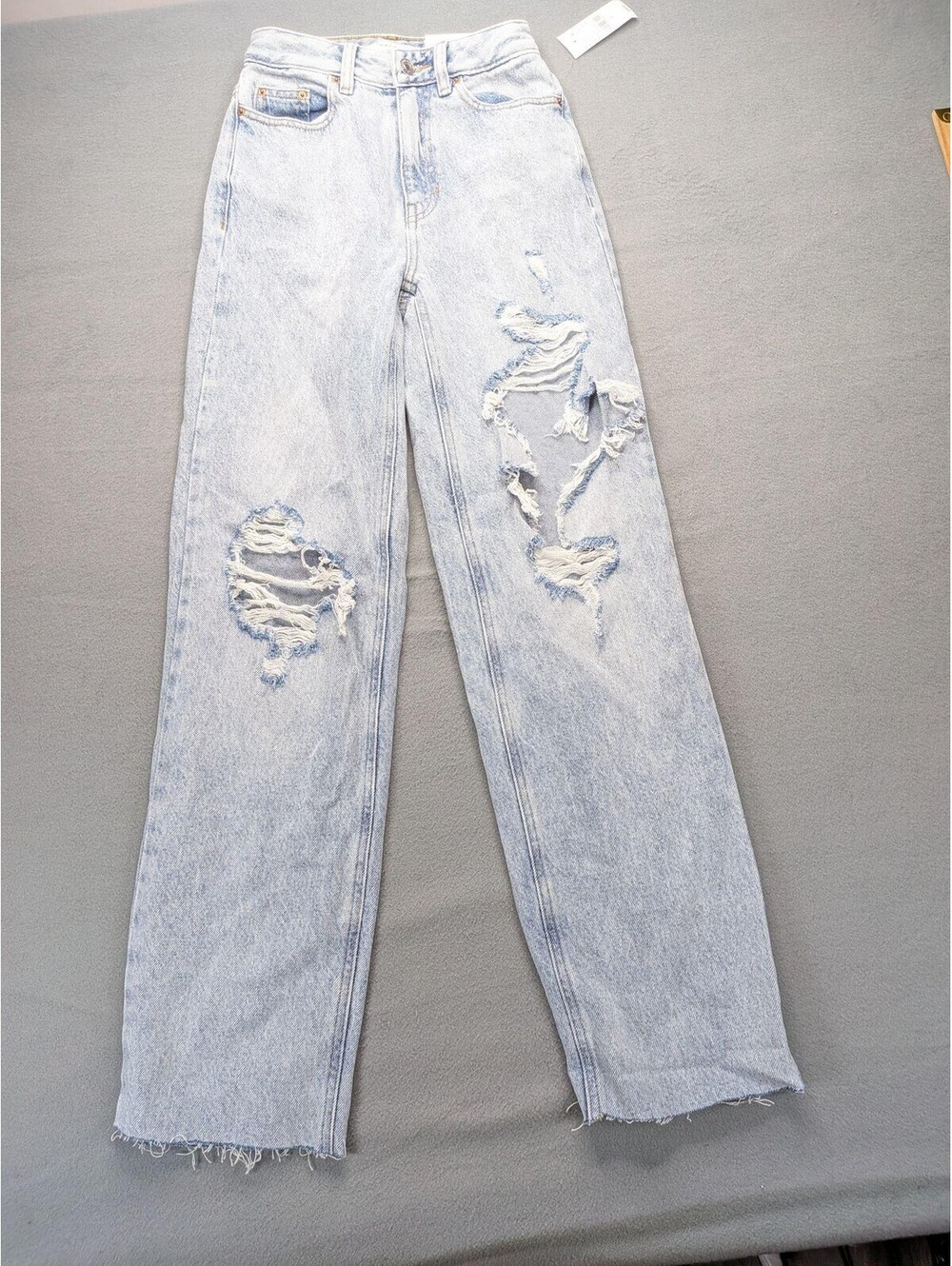 PacSun 90s Boyfriend Jeans Womens 22 Blue High Rise Distressed Raw Hem Denim